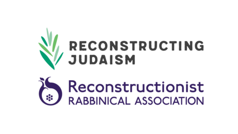 Logos for Reconstructing Judaism and Reconstructionist Rabbinical Association on a white background.